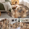thumbnail image 5 of Round Area Rug 3.3 Ft, Brown Abstract Washable Non-Slip Circle Carpet for Living Room/Bedroom, Vintage Geometric Gradient Oil Painting Modern Low-Profile Small Kitchen Mats Collection Rugs for Indoor, 5 of 8