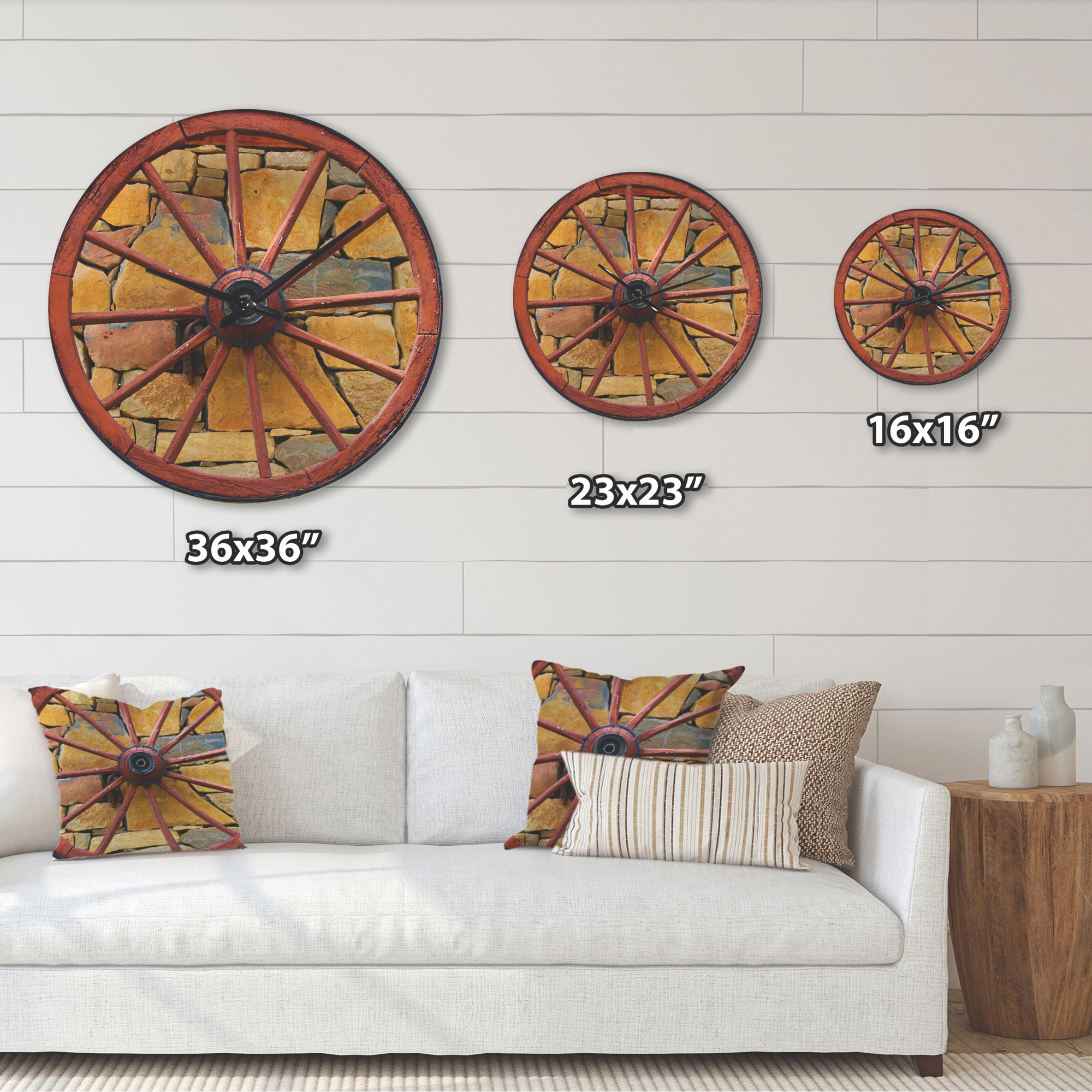 Designart 'Old Country Wooden Wheel ' Rustic Wood Wall Clock