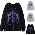 thumbnail image 3 of Sudadera Para Mujer Sudaderas de Cuello Redondo Camiseta de Manga Larga de Moda Frente Abierto Ropa de Abrigo Suelta Blusa Estampada Cremallera Abrigo Con Capucha Tops Odeerbi  ODB130458, 3 of 3