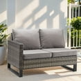 thumbnail image 2 of PARKWELL 7 Pieces Patio Furniture Sets, Outdoor Sectional Sofa with 41" Fire Pit Table and Storage Box for Patio Garden Poolside Deck,Gray Wicker and Gray Cushions, 2 of 15