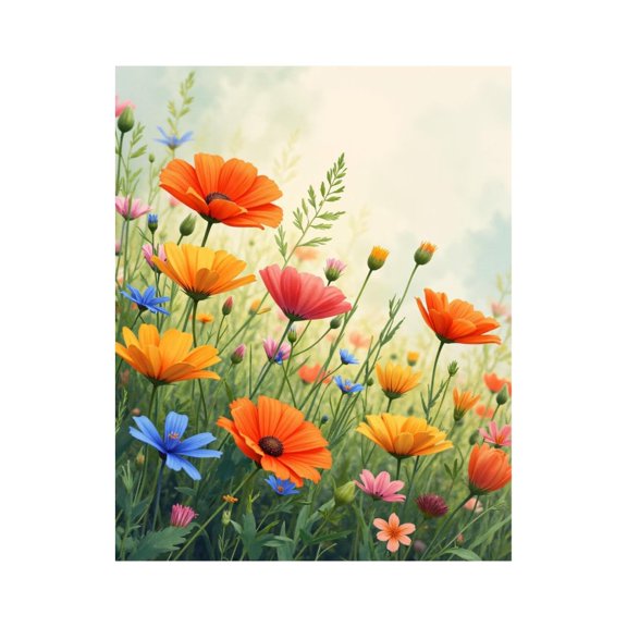 Paint by Numbers Kit for Adults, Blooming Vibrant Wildflowers Meadow Paint by Numbers, Easy Paint by Numbers Kit for Adults Beginner, DIY Adult Paint by Number Kits on Canvas, Home Decor 12x16in