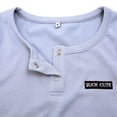 thumbnail image 1 of Summer Slim Sexy Top Solid Color Drawstring Ruffle Crop Button Design Wild Fashion Tunic Pullover Top Shirt For Women and Girls, 1 of 4