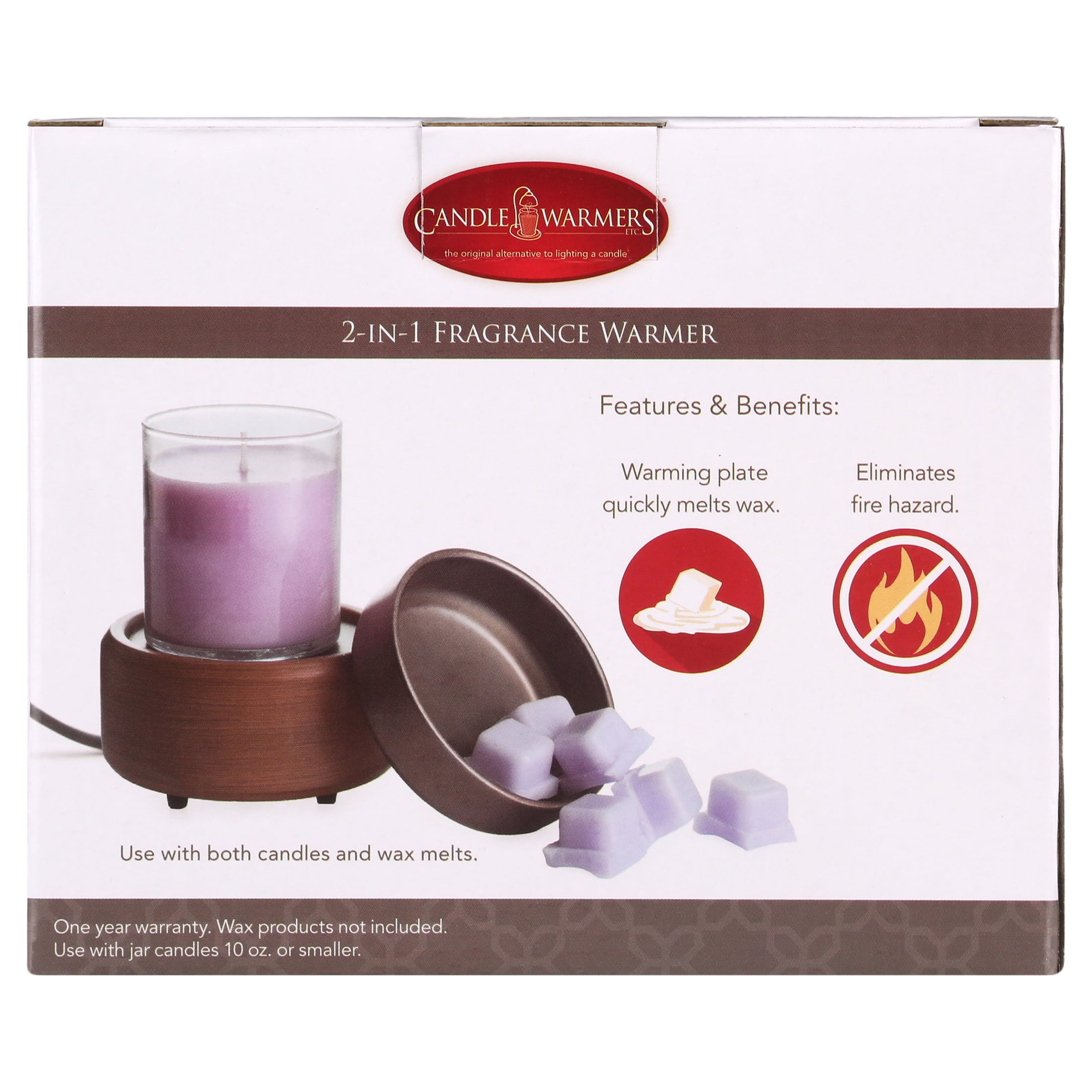 NEW Candle Warmers 2 in1 Fragrance Warmer Use with jar candles 10 oz or smaller 
