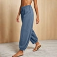 thumbnail image 6 of Taqqpue Women Oversize Pants Drawstring High Elastic Waistbant Boho Palazzo Pants Loose Fit Lounge Pants Solid Color Straight Wide Leg Pants with Pockets for Women, 6 of 9
