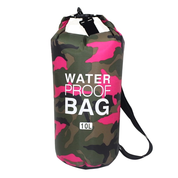 Yuarrent Bolsa de natación impermeable de 15/20L/30L, de saco seco, colores de camuflaje, pesca, canotaje, kayak, almacenamiento, bolsa de Deportes acuáticos Camuflaje rojo rosa 19x55cm