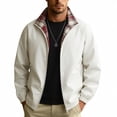 thumbnail image 3 of WIZUTIZ Men's Reversible Jacket Plaid Zip Up Loose Thin Sports Coat Polyester Spandex Waterproof Windproof for Hiking Camping Outdoor Daily Mens Fashion, 3 of 7