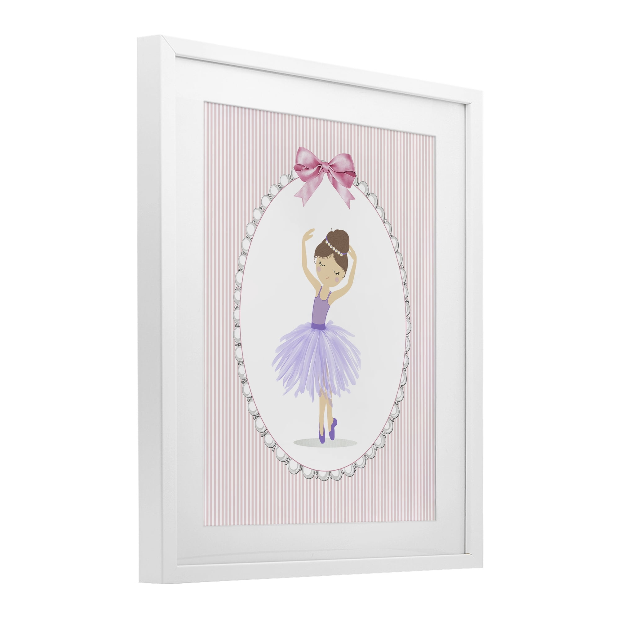 Stupell Industries Graceful Dance on Stripes White Framed Print Under Glass, design by Christine Simpson Art