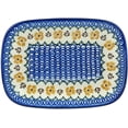 thumbnail image 2 of Polish Pottery 9¾-inch Platter (Golden Flower Garden Theme) Hand Painted in Boleslawiec, Poland + Certificate of Authenticity, 2 of 6