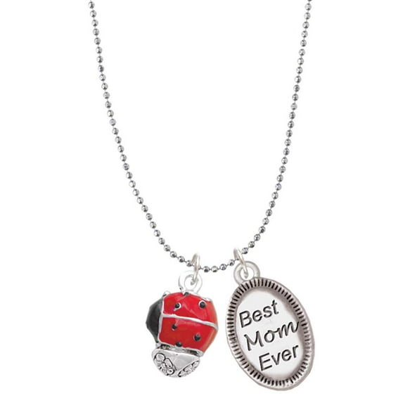 Delight Jewelry Red Ladybug Spinner Best Mom Ever Charm Necklace