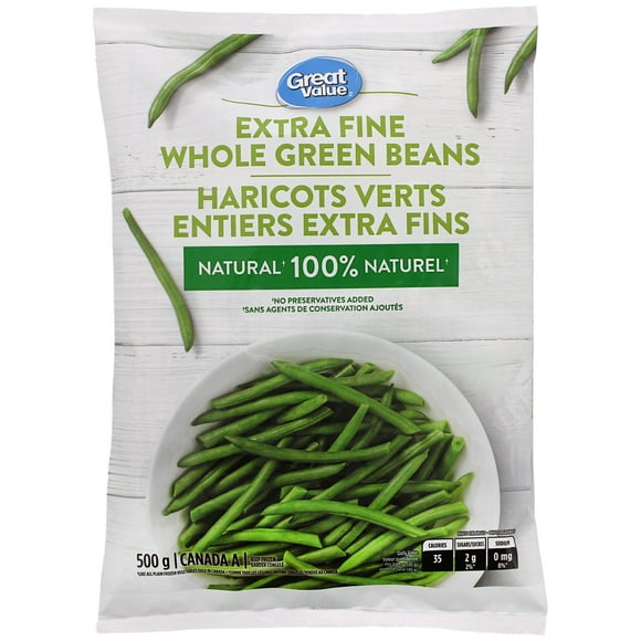 Great Value Extra Fine Whole Green Beans, 500 g