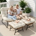 thumbnail image 3 of RADIATA Double Papasan Chair Outdoor with Ottoman, Outdoor Oversized Loveseat, 600 lbs Capacity with 5.5" Thick Cushion,Beige, 3 of 8