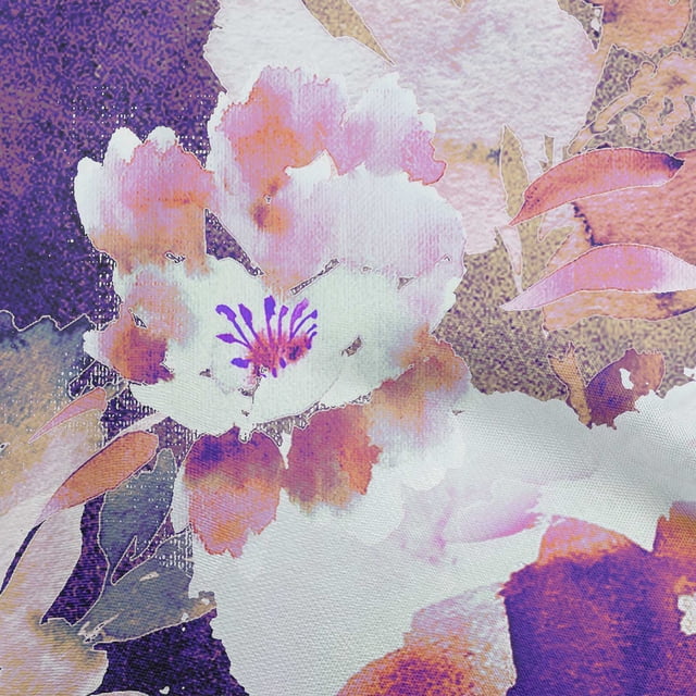 oneOone Polyester Spandex Purple Fabric Floral Sewing Craft Projects Fabric Prints By Yard 56 Inch Wide
