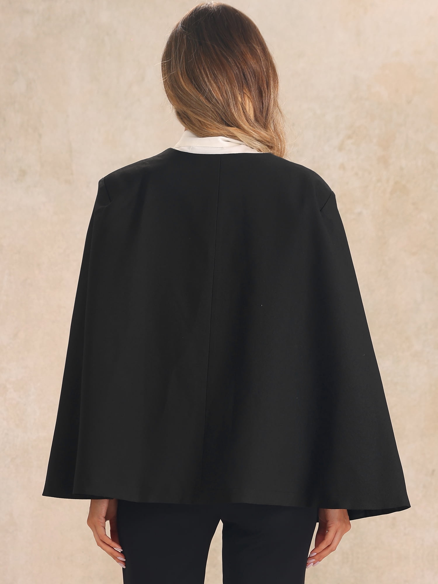 DARING DIVA Women's Cape Sleeve Business Work Open Front Casual Jacket Coat M Black