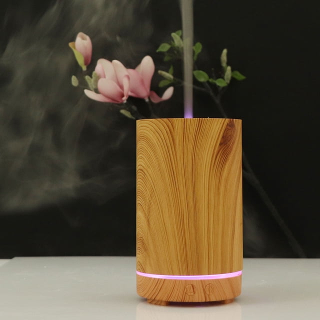 Boovnll Humidifiers for Bedroom, Home 200Ml Mini Wood Grain Desktop Colorful Aroma Diffuser Humidifier, Humidifier, Humidifier Large Room, Cool Mist Humidifiers for Bedroom
