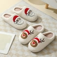 thumbnail image 3 of Xfvqtps Christmas Slippers Fuzzy Slippers for Womens Cute Santa Claus Elk Deer Fleece Lined Flat Thick Bottom Memory Foam Close Toe Comfortable Non-Slip Warm Winter House Slippers Khaki, 3 of 7