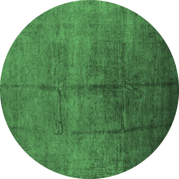 Ahgly Company Indoor Round Oriental Emerald Green Industrial Area Rugs, 7' Round