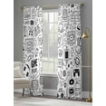 thumbnail image 4 of Sketch Style Sheer Curtains 84 Inch Long 2 Panels, Simple Computer Game Console Lines Light Filtering Rod Pocket Semi Sheer Curtains, Sheer Voile Drapes for Living Room Bedroom, 52"x84", 4 of 5