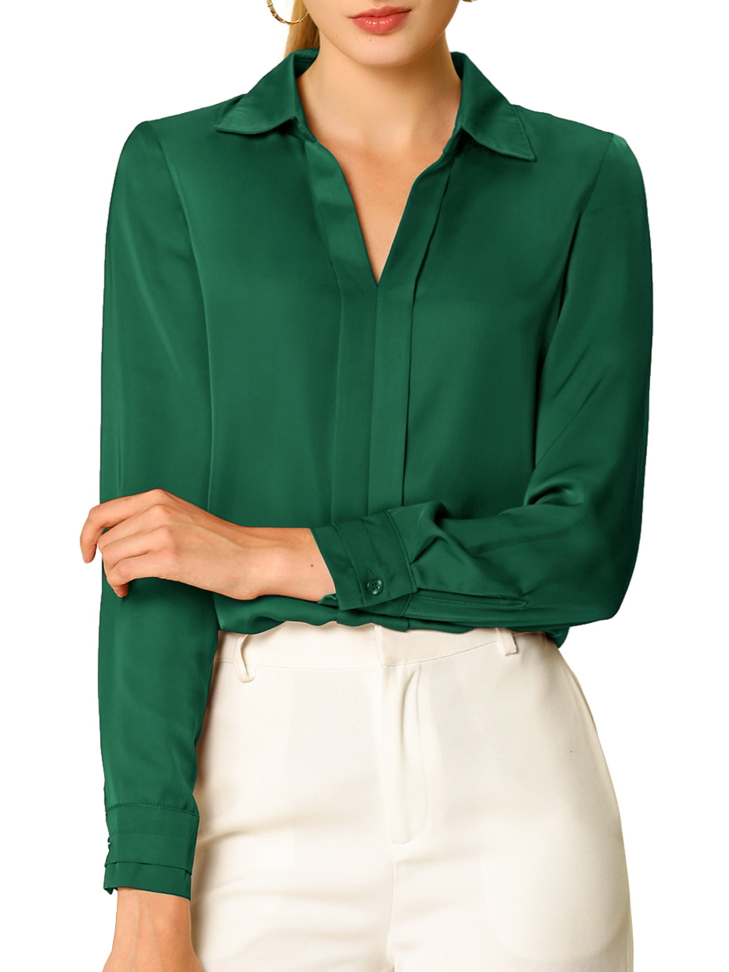 Allegra K Junior's V Neck Blouse Long 