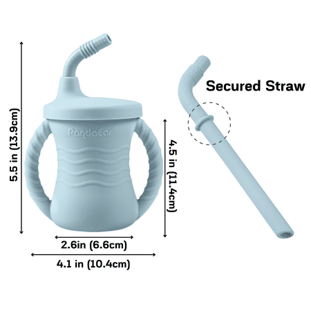 PandaEar 12-Piece Silicone Baby Feeding Set with Adjustable Bib, Suction Bowl, Straw Cup