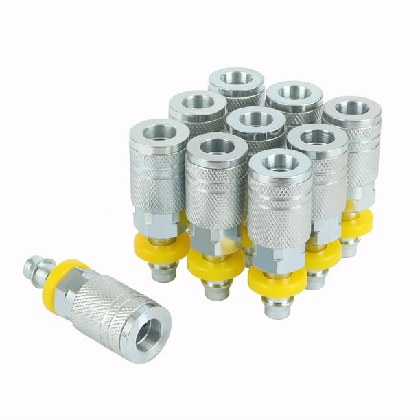 WYNNsky Air Hose Quick Connector I/M Type Push On and Lock Air Coupler with 3/8'' Hose Barb,10