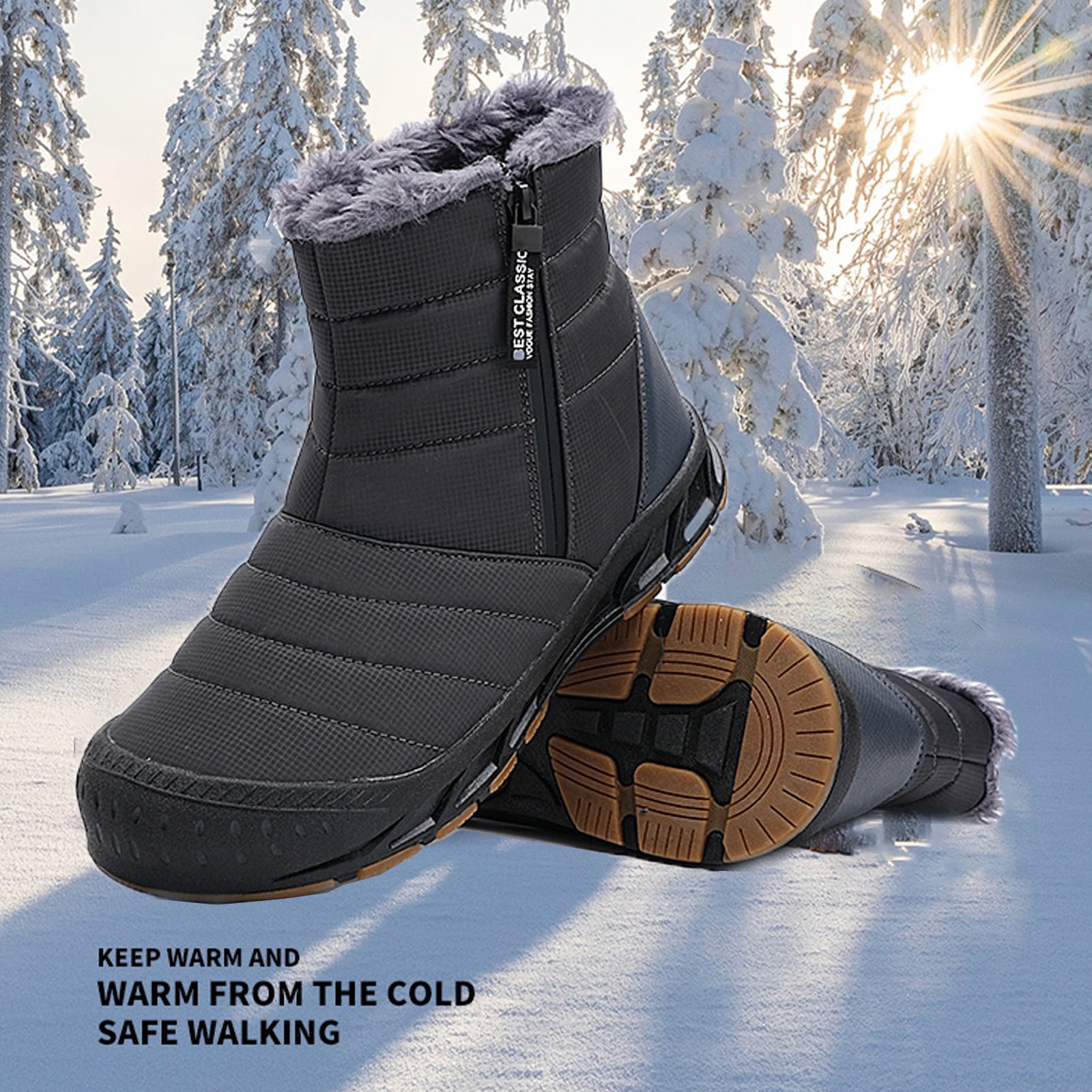 Cyiecw Snow Boots for Men Women Waterproof Lightweight Trekking Boots Anti-slip Winter Boot Outdoor Comfortable Warm Fur Lined Hiking Shoes