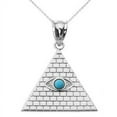 thumbnail image 2 of WHITE GOLD EGYPTIAN PYRAMID WITH TURQUOISE EVIL EYE PENDANT :  14K  Pendant with 20" chain, 2 of 2