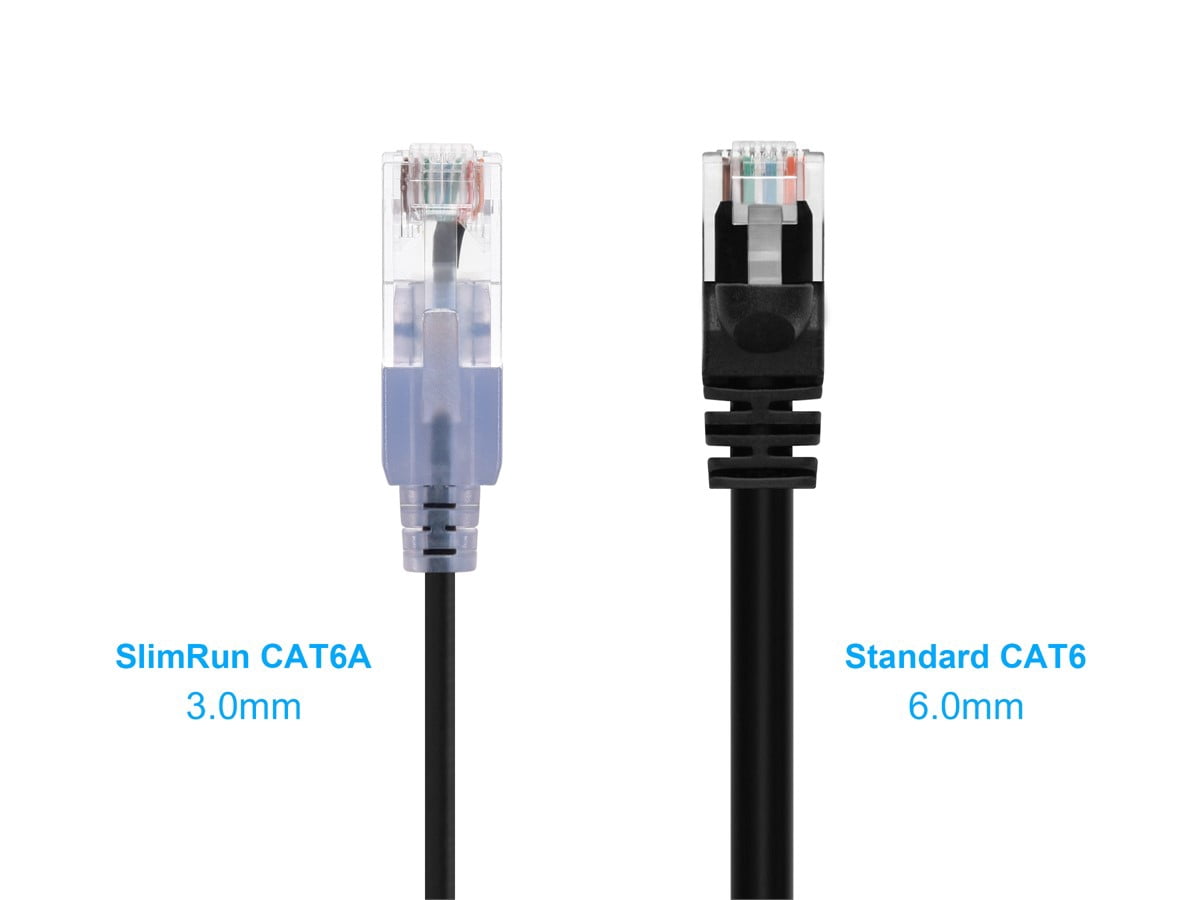Monoprice Cat6A Ethernet Patch Cable - 1 Feet - Black | Network Internet Cord - RJ45, 550Mhz, UTP, Pure Bare Copper Wire, 10G, 30AWG, 10-Pack - SlimRun Series
