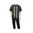 thumbnail image 3 of Men Silversilk 2pc walking leisure Matching Suit Italian woven knits 51011 Black, 3 of 8