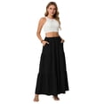 thumbnail image 6 of WQNVRNR Women's Pleated Skirt- Summer Flowy High Waist Casual Midi Skirt with Pockets Black Size M, 6 of 7