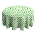 thumbnail image 4 of Green Yellow Checkerboard Checkered Pattern Round Tablecloth 60"x60",Wrinkle Wipeable Table Cloth for Kitchen Dining Room Picnic Patio Party, 4 of 6