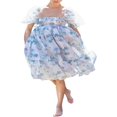 thumbnail image 1 of Femmes d'Été Bouffi Manches Robe de Bal Vintage Imprimé Carré Dentelle Princesse Tulle Taille Haute Robe Fluide, 1 of 6