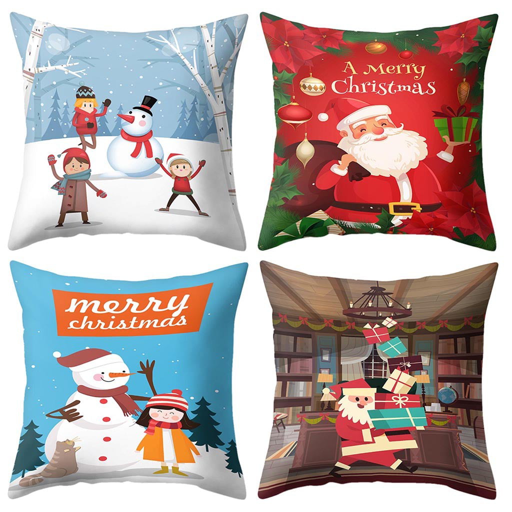 Christmas Pillow Case Polyester Sofa Throw Cushion Cover Home Decor 45*45cm 