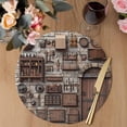 thumbnail image 2 of Rustic Antique Round Placemats Set of 2 Medieval Historical Wooden Vintage Place Mats Indoor Woven Table Mats Washable Heat-Resistance Braided Dining Table Placemats for Kitchen Party Decor 13 Inch, 2 of 7