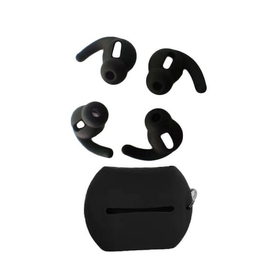 2 Pairs Black White Dustproof Earphone Replacement Soft Ear Tips Protector Protective Caps Silicone Earbuds Cover with Storage Pouch BLACK