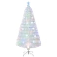 thumbnail image 1 of Gymax 5 FT Pre-lit Optical Fiber Christmas Tree White Xmas Tree w/ 24 Colorful LED Lights, 1 of 10
