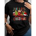 thumbnail image 3 of Just A Girl Who Loves Christmas Graphic Tee, Holiday Xmas Tree Hot Cocoa Casual Women's Short‑Sleeve Crew‑Neck Top, 3 of 9