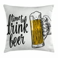 thumbnail image 1 of Lifestyle Decor Throw Pillow Cushion Cover, Time to Drink Beer Quote with Man Hand Holding the Mug Toast Illustration, Decorative Square Accent Pillow Case, 24 X 24 Inches, Yellow Black, by Ambesonne, 1 of 2