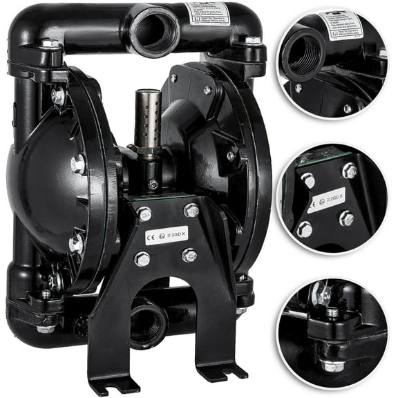 VEVOR Air-Operated Double Diaphragm Pump, 1 inch Inlet Outlet Aluminum 24 GPM Max 120PSI , Max Head Lift 229.6 ft for Residential and Industrial Use