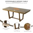 thumbnail image 4 of Harper & Bright Designs Expandable Dining Table Set for 6, Wooden Rectangular Kitchen Table with Removable Leaf, 4 Upholstered Dining Chairs and Long Bench, Light Brown, 4 of 20