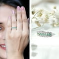 thumbnail image 3 of Rosec Jewels Natural Emerald Half Eternity Band with Diamond - Baguette Emerald Ring - AAA Quality - Ready to Gift for Anniversary, 14K White Gold, US 4.00, 3 of 9