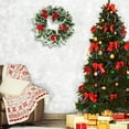 thumbnail image 5 of 13.78in Traditional Holly Wreath with Red Berries & Variegated Leaves, Festive Holiday Door Ornamentation for Indoor Outdoor Mantel Window Wall (B), 5 of 6
