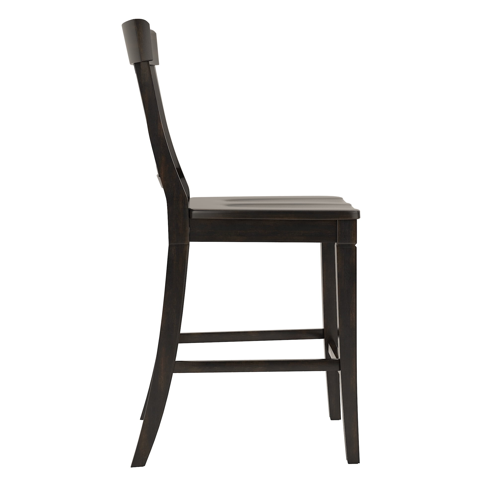 Weston Home Farmhouse Vintage Panel Back Solid Wood Counter Height Chair, Set of 2, Antique Black