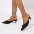 thumbnail image 4 of LuckLilac Women’s Low Heels 2 inch Kitten Mule Slip On Pointed Closed Toe Fashion Dress Shoes,Black,8M, 4 of 5