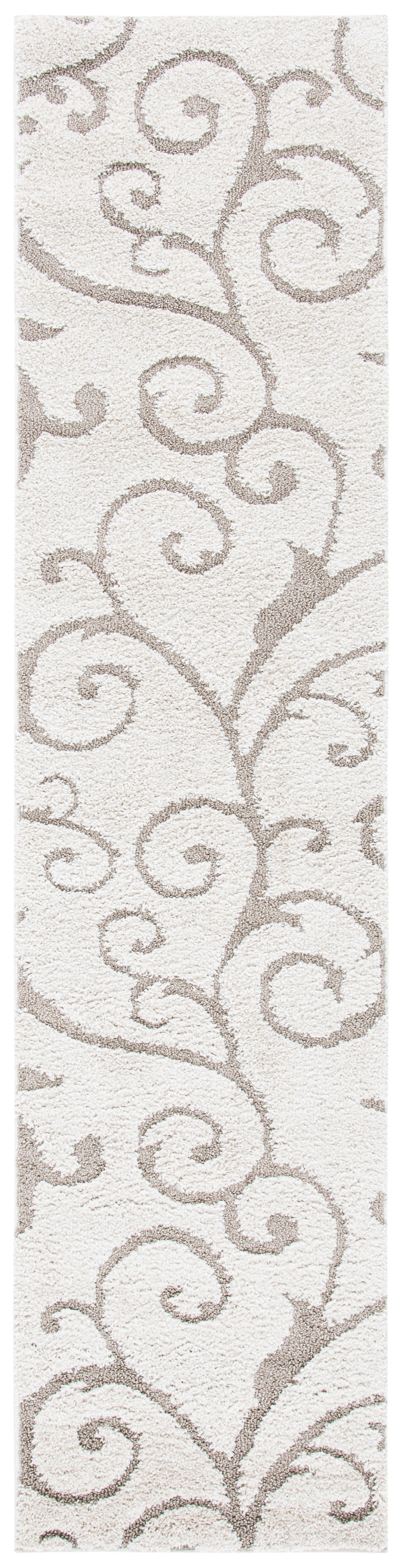 Safavieh Florida Doug Floral Vines Geometric Shag Runner Rug, Ivory/Beige, 2'3" x 15'