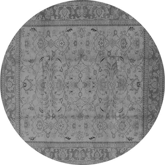 Ahgly Company Indoor Round Oriental Gray Industrial Area Rugs, 7' Round