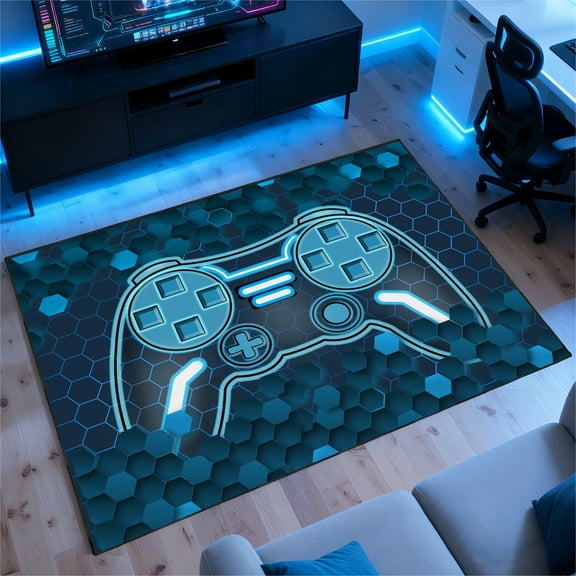 Gamer Rug for Room,3'x5' Gaming Rugs with Non-Slip Backing,Game Room Carpet for Bedroom and Livingroom Decor