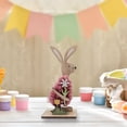 thumbnail image 2 of CoreLiving Wooden Bunny Decor Sign Farmhouse Spring Easter Table Decorations for Home Indoor Rustic Rabbit Centerpiece Mantel Tiered Tray Party Decor 1 Count, 2 of 8