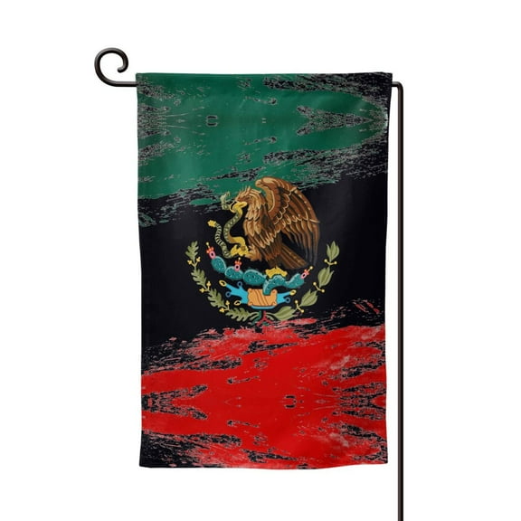 Mexican Flag Pattern Double Sided Garden Flag for Indoor Outdoor Decorations 12.5 * 18 Inches Square