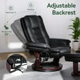 thumbnail image 4 of PU Leather Recliner Chair with Matching Ottoman, 360° Swivel Recliner with Footrest Armrest Backrest & Thick Padded Cushion, Modern Recliner with Wood Base For Living Room, Bedroom, Office, 4 of 9