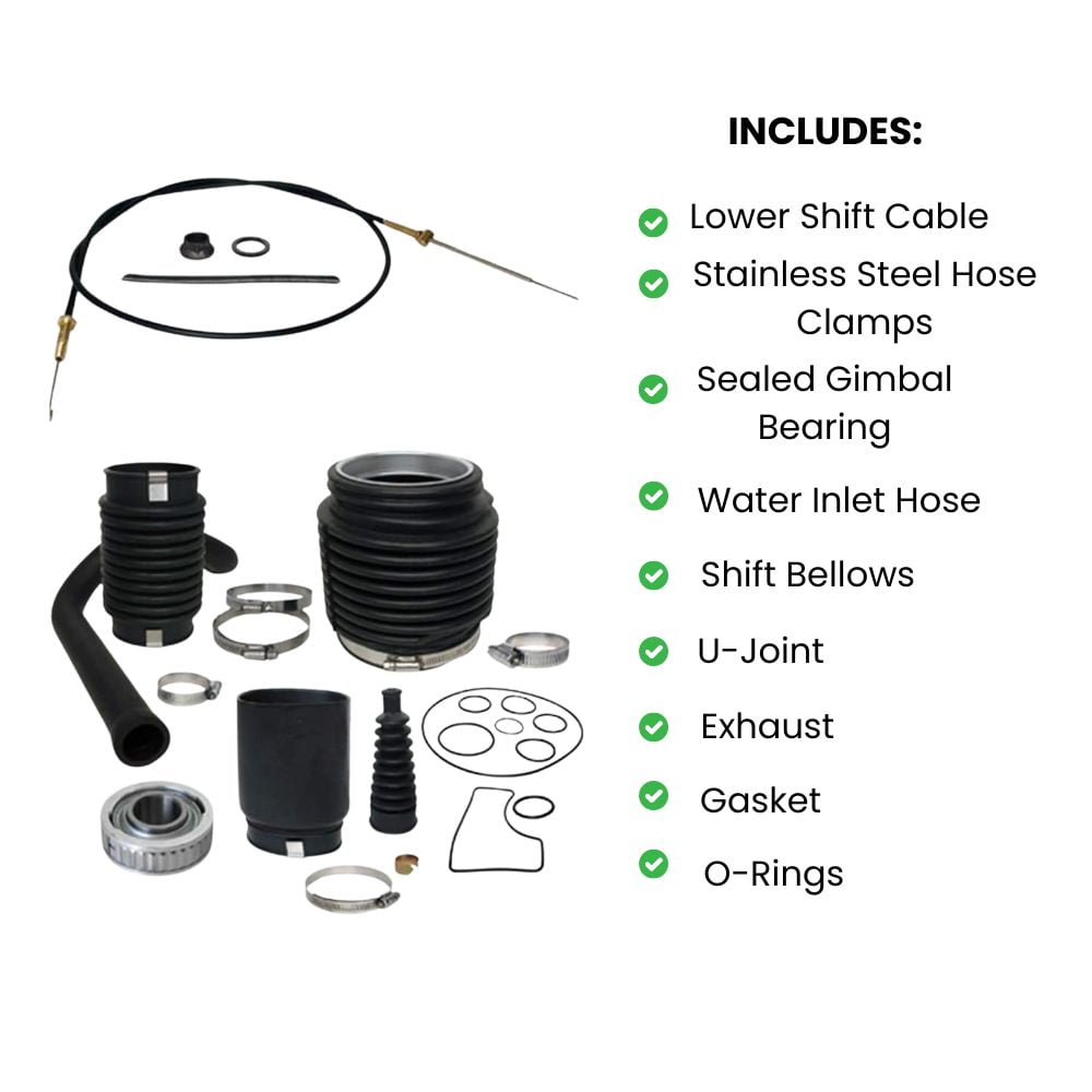 Transom Service Kit Replaces 30-803100T1 for Mercruiser Bravo 1, 2, 3, I, II, III, Gimbal Bearing, Shift Cable, Exhaust, U-Joint, Shift Bellows by FASWORX